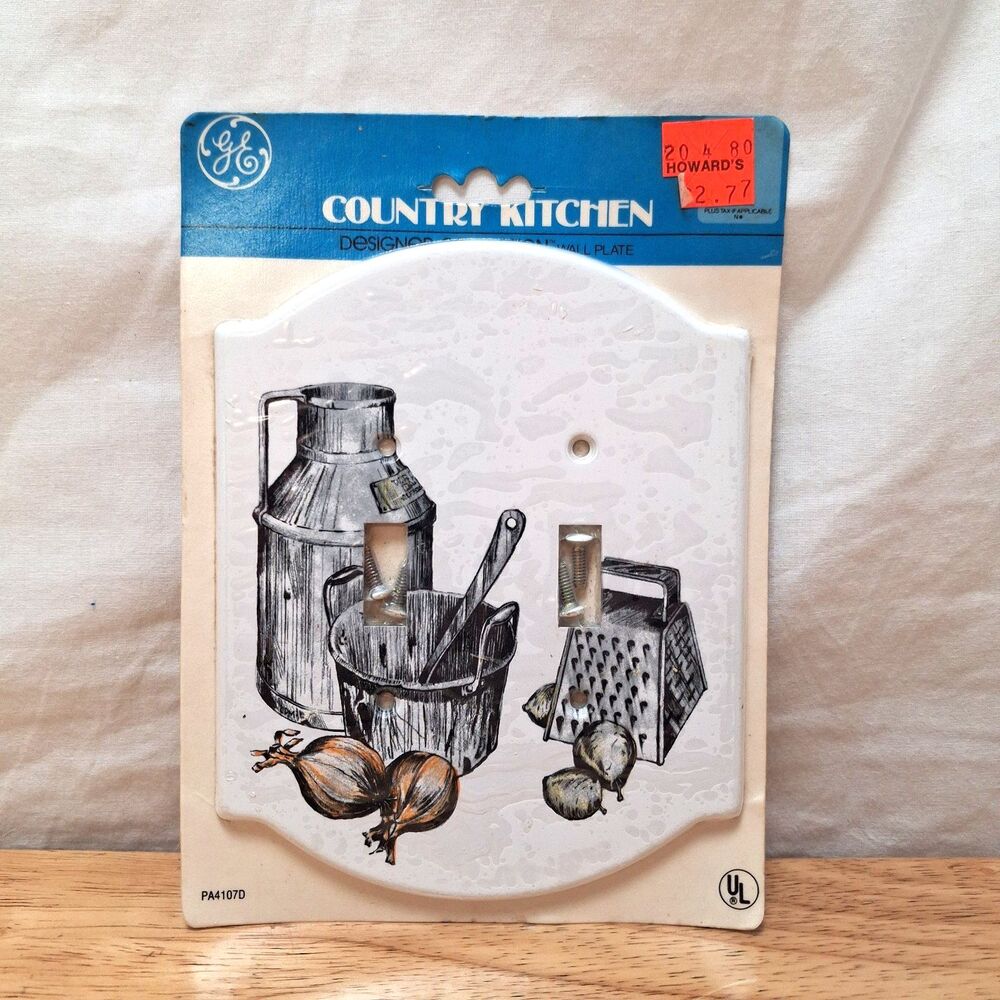 Vintage GE Country Kitchen Designer Light Switch Wall Plate Granny Cottage 1978